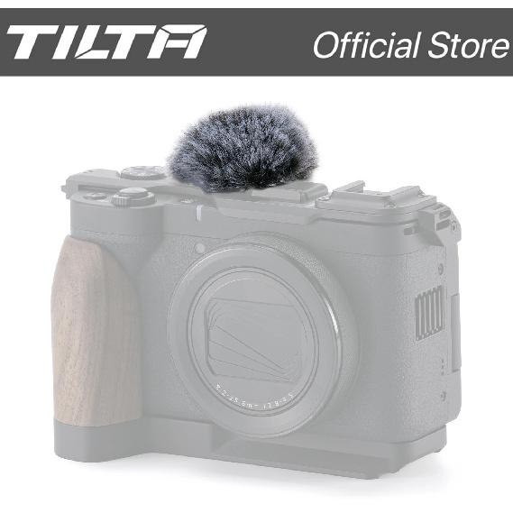TILTA Vintage Camera Cage for Canon PowerShot V1 Base Kit - Black Microphone Windscreen Top Plate Mounting Baseplate with Wooden