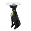 [A3678] - Resin Glass Pedestal Table 'Dog' Black Gold - 66x40 Cm