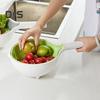 Двухслойная сливная корзина с длинной ручкой, пищевая, без содержания бисфенола А, наклонная, поворотная, быстросливная, миска для очистки фруктов, корзина для хранения