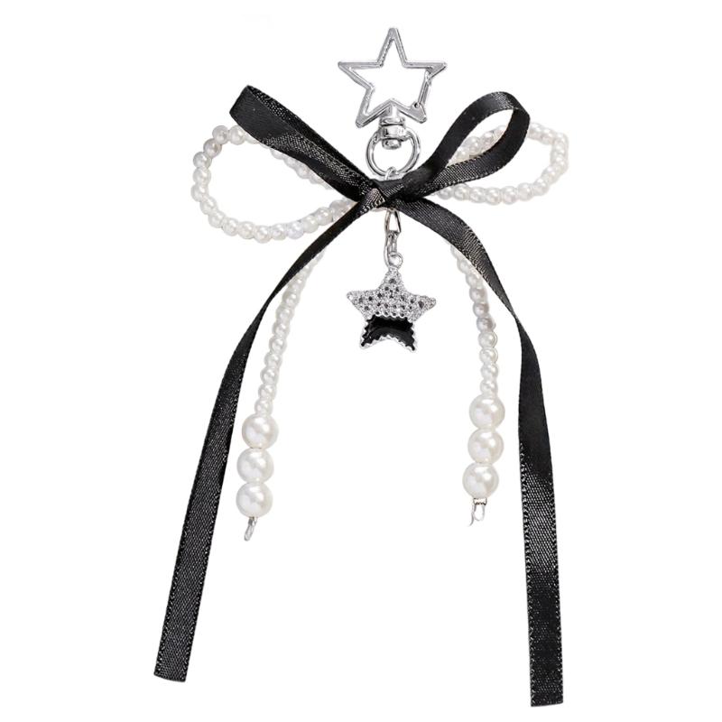 Прекрасные брелоки с бантиками, брелок-звезда, шарм, креативная цепочка для ключей от машины, эстетичные брелоки-подвески, украшения, шарм для сумки