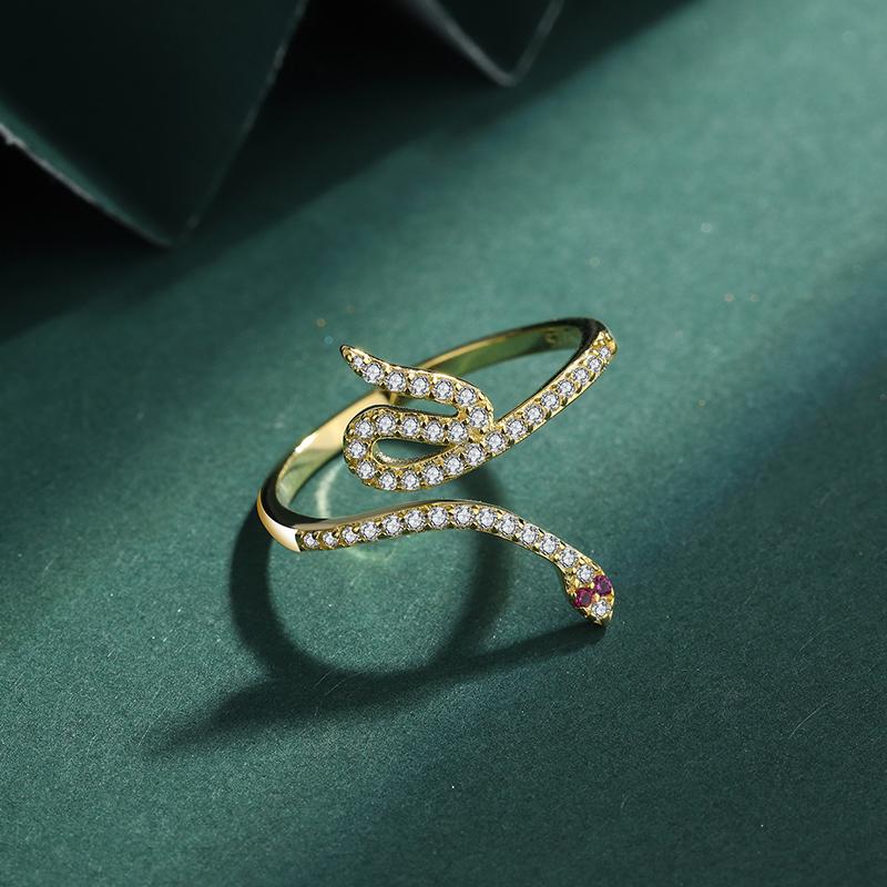 Креативное желтое змеевидное кольцо, серебро 925 пробы, женское кольцо, модное кольцо со змеей, вечерние ювелирные изделия, ювелирные изделия из стерлингового серебра, подарок на годовщину