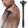 2-In-1 Men Back Shaver with Silicone Long Handle Bath Shower Body Back Scrubber Hair Trimmer Ergonomic Manual Wet Dry Hair Remover Tools