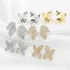 ZAKOL Exquisite Flower Micro Paved Stud Earrings Fashion Korea Zircon Leaf Earrings for Women Wedding Party Jewelry