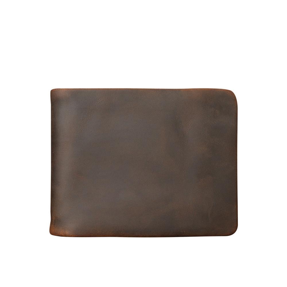 Модный мужской кошелек ручной работы Crazy Horse из натуральной кожи с зажимом для денег, короткий кошелек, сумка-гвоздик, мужской кошелек, держатель для карт, кошелек