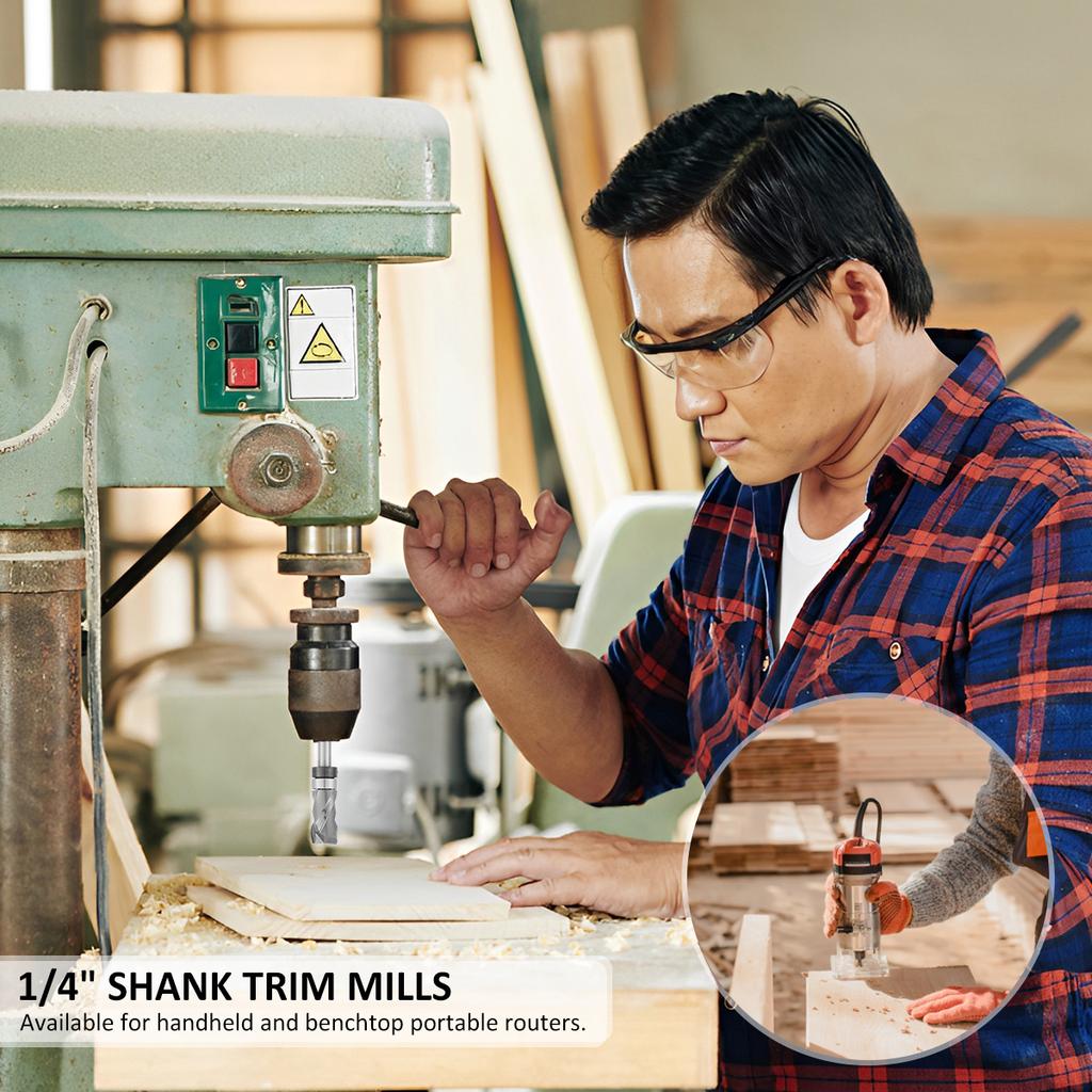 6.35mm Bearing Ultra-Perfomance Compression Flush Trim Router Bit 8 Mm Wood Milling Cutter Woodworking End Mill 1/4 Inch Router