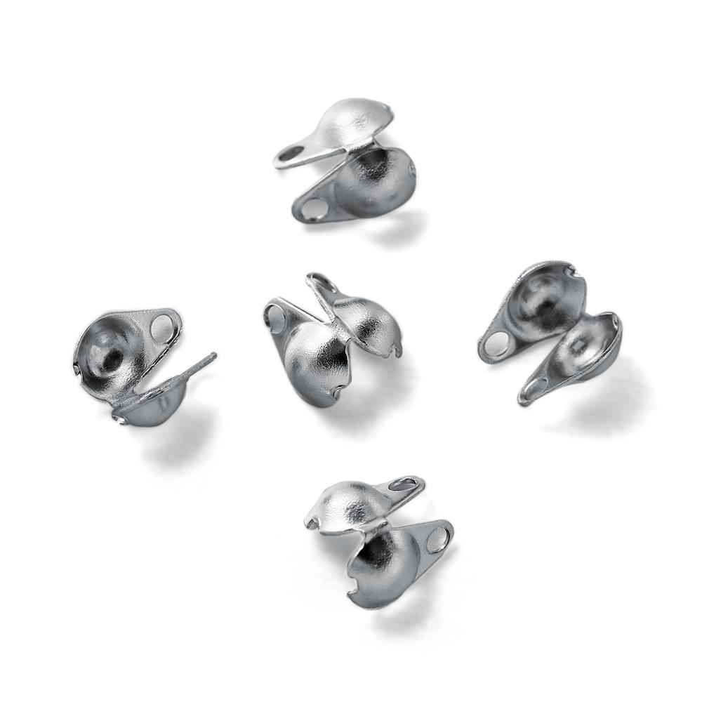 50pcs/lot Stainless Steel Ball Chain Clasps End Crimping Cover Beads Connector For DIY Jewelry Making Supplie Accessories