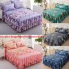 3D Printed Flower Pattern Bed Skirt + Pillowcases Set Elegant Bedspread Bed Sheets Set