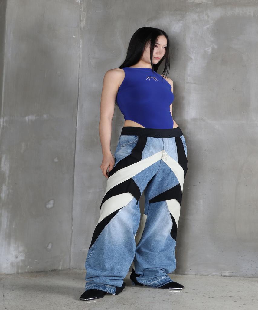 Sumilo Semi-Wide Origami Upcycled Denim Pants Unisex