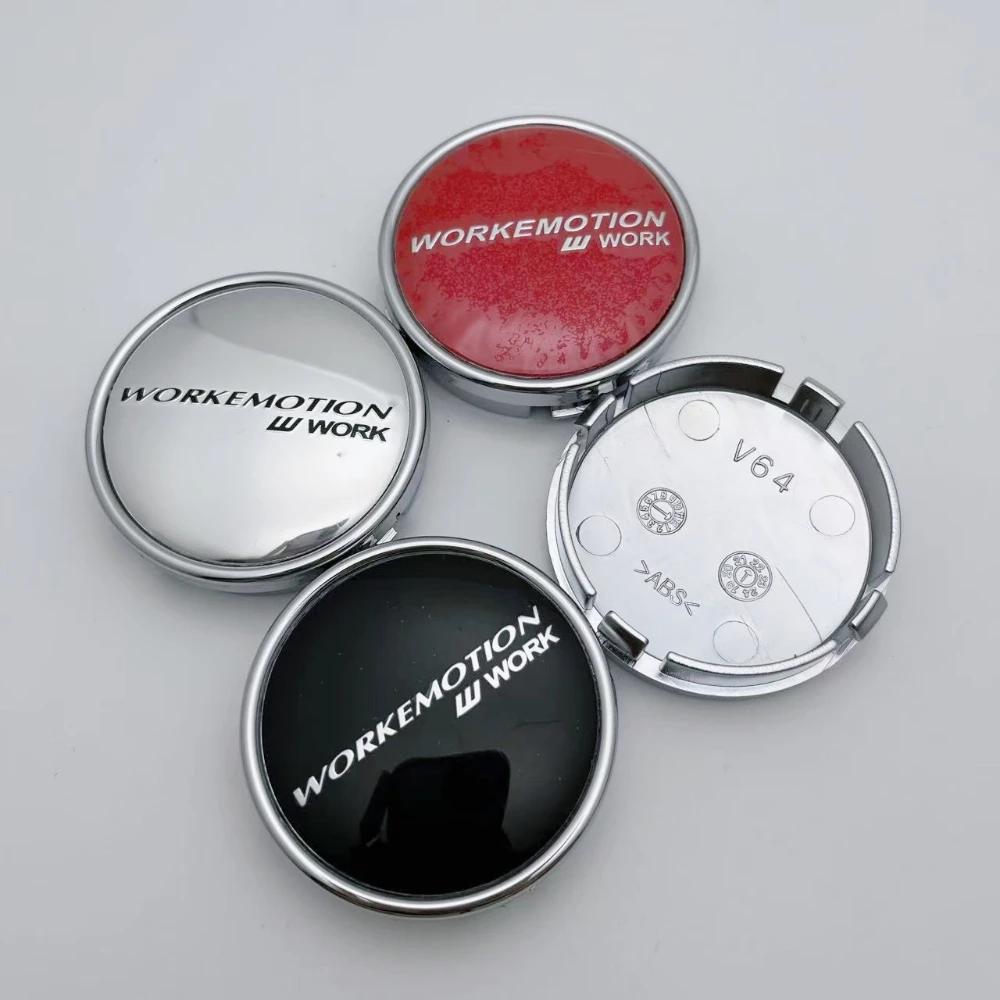 4pcs JDM W Work Emotion Logo Badge Car Wheel Center Caps O.D 64MM I.D 61MM Rim Hubcaps Cover Wheels Hub Cap Replace Accessories