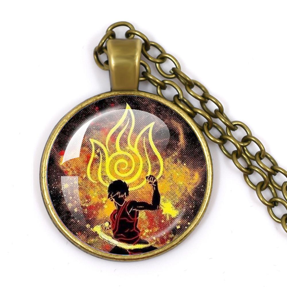 Anime The Last Airbender Fire And Water Tribe Elements Of Water Earth Fire And Air Dome Glass Cabochon Necklace Gift