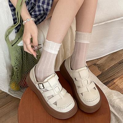 Модные повседневные ретро белые сандалии-платформа гладиаторы женские 2025 новая летняя носка нескользящие крутые одинарные туфли