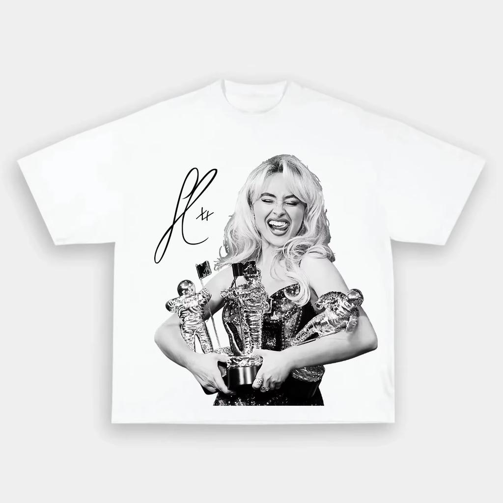 Sabrina Carpenter Unisex Printed T-shirt, Pop Singer N' Sweet Tour Merch, Loose Pure Cotton Women and Men T-shirt