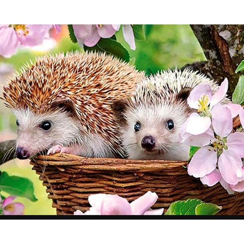 5d полная дрель круглая алмазная живопись ёжик для детей мозаика животное алмаз ручной работы подарок домашний декор 40x50 см