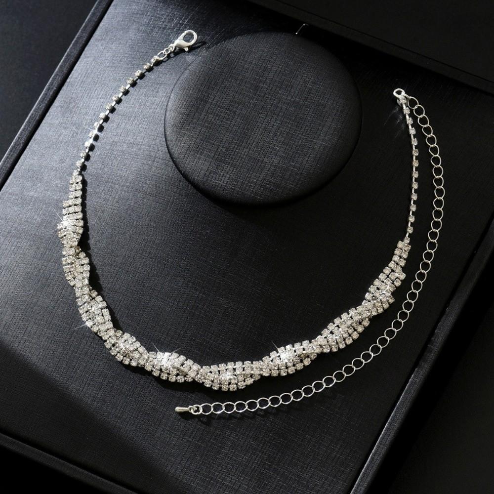 Elegant Rhinestone Necklace Luxury Necklace Earrings Set Wedding Accessories  Party Events
