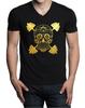 Gold Foil Sugar Skull Dumbbell V Neck Black Workout Bodybuilding Unisex T-shirts
