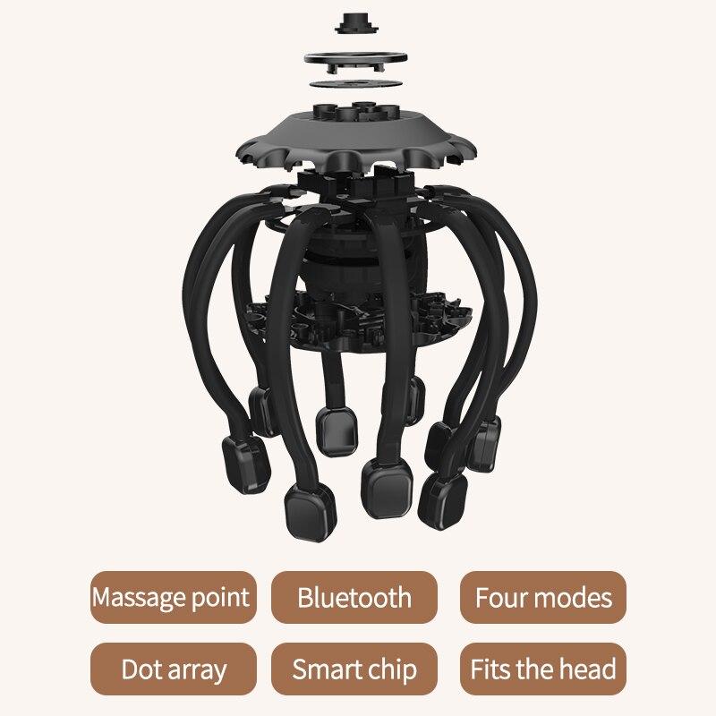 Electric Head Massager Octopus Scalp Massage Instrument With Bluetooth Music Vibration For Relax & Stress Relief Improve Sleep