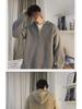 Мужской серый свитер Cleanfit Half-Zip с капюшоном - повседневный, стильный трикотажный жакет в американском стиле