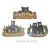 3Pcs Wall Plaque Bear Pattern Rustic Wood Door Plaque Wall Decor for Office Indoor Outdoor
