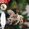 Running Horse Acrylic Decorative Pendant Holiday Christmas Tree 2026 New Year 2D Flat Xmas Pendant Ornament Party Supplies