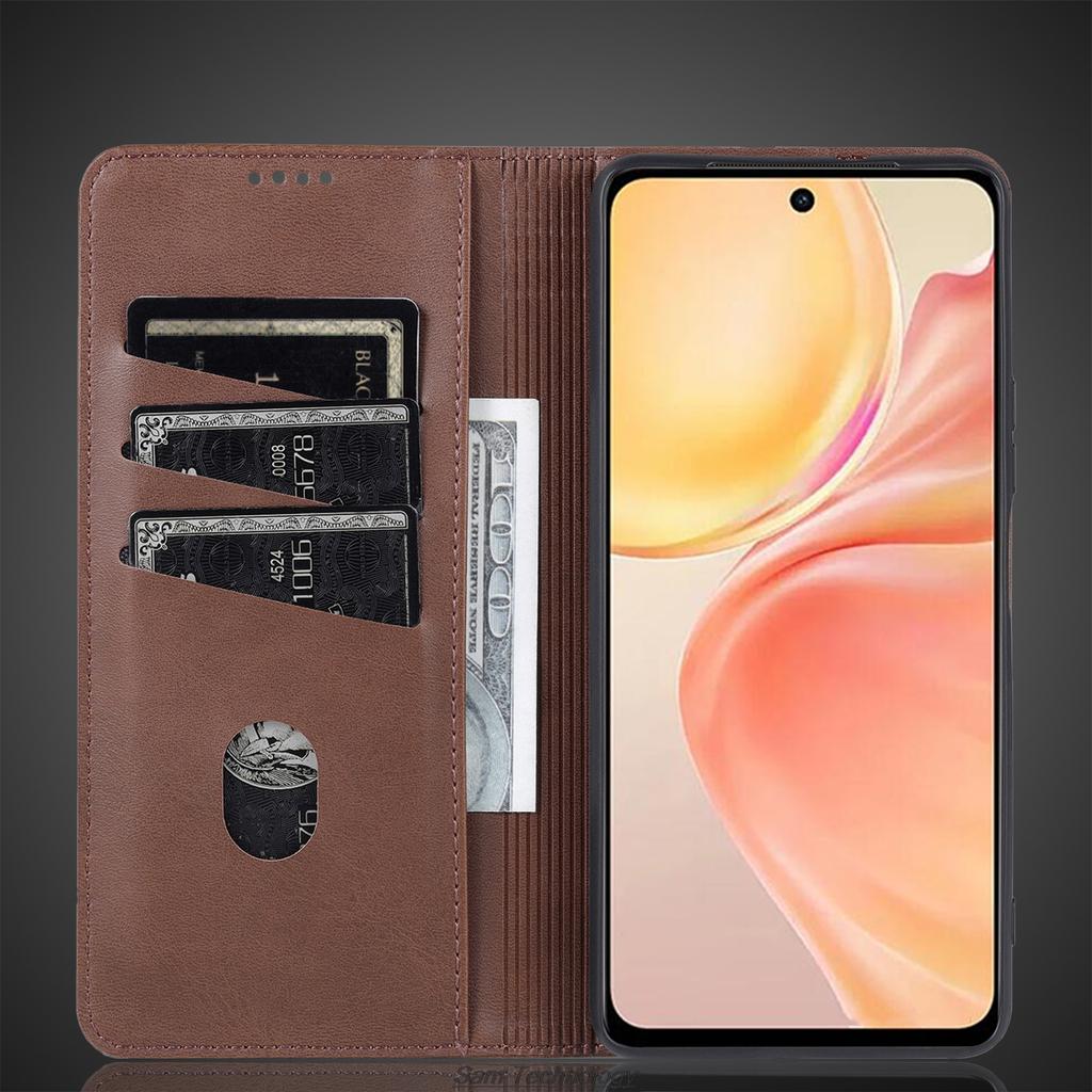 Роскошный магнитный адсорбционный кожаный чехол для Vivo Y28 4G Flip Cover Защитный чехол Capa Fundas Coque