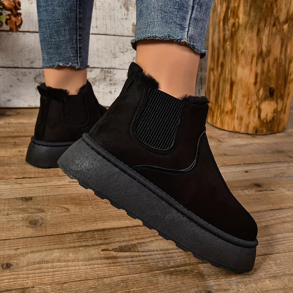 Solid Color Thick Sole,fleece,casual Comfortable Snow Boots