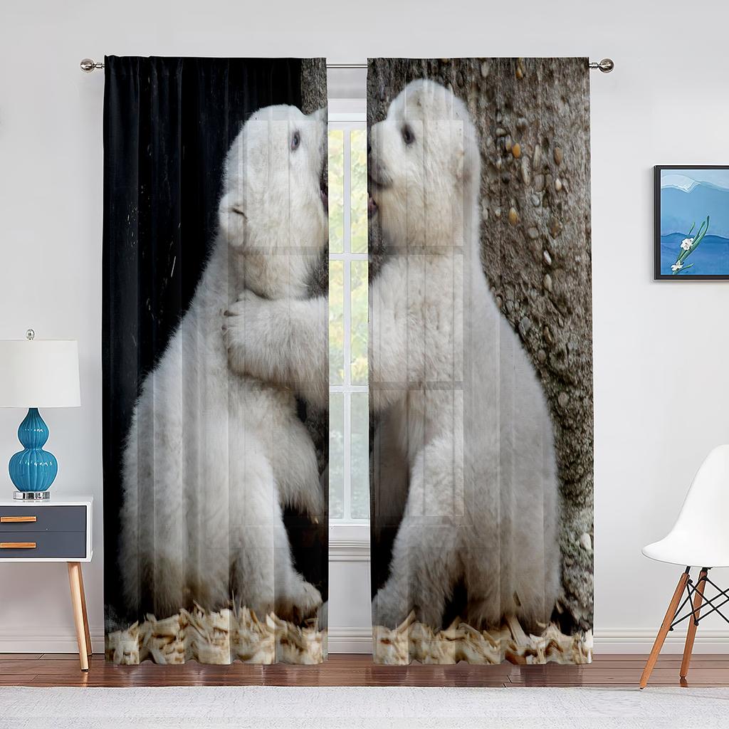 Красная Панда Прозрачная Вуалевая Занавеска для Гостиной Спальни Кухни эл Декор Милая Животная Шифоновая Отделка Оконная Тюлевая Занавеска