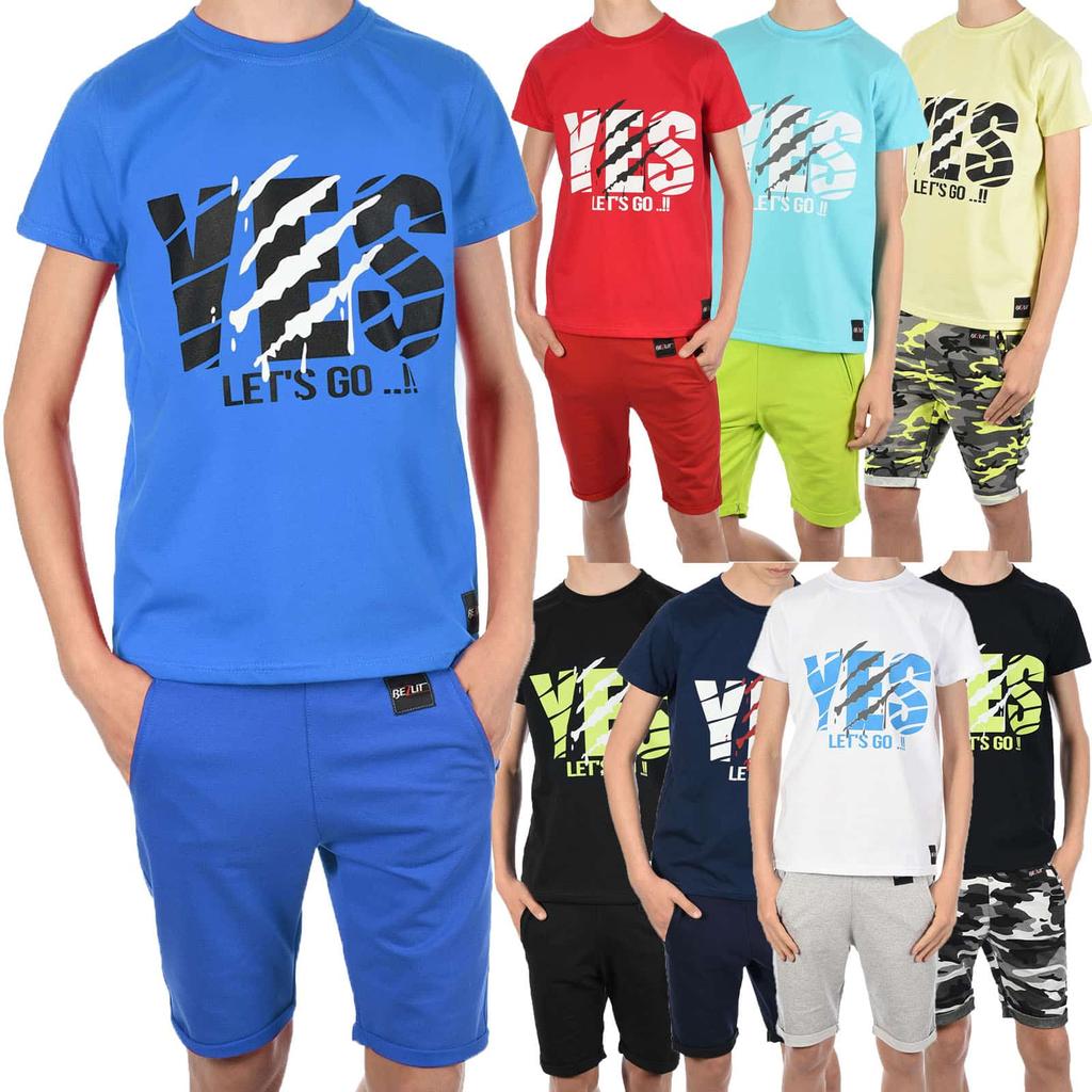 Летний комплект для мальчика Футболка YES и тканевые шорты
