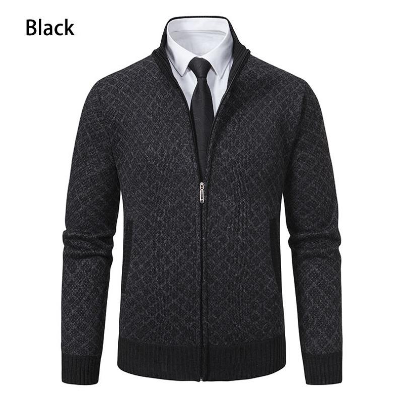 Men S Fashion Plaid Jacket Loose Fit Long Sleeve Casual Knit Coat