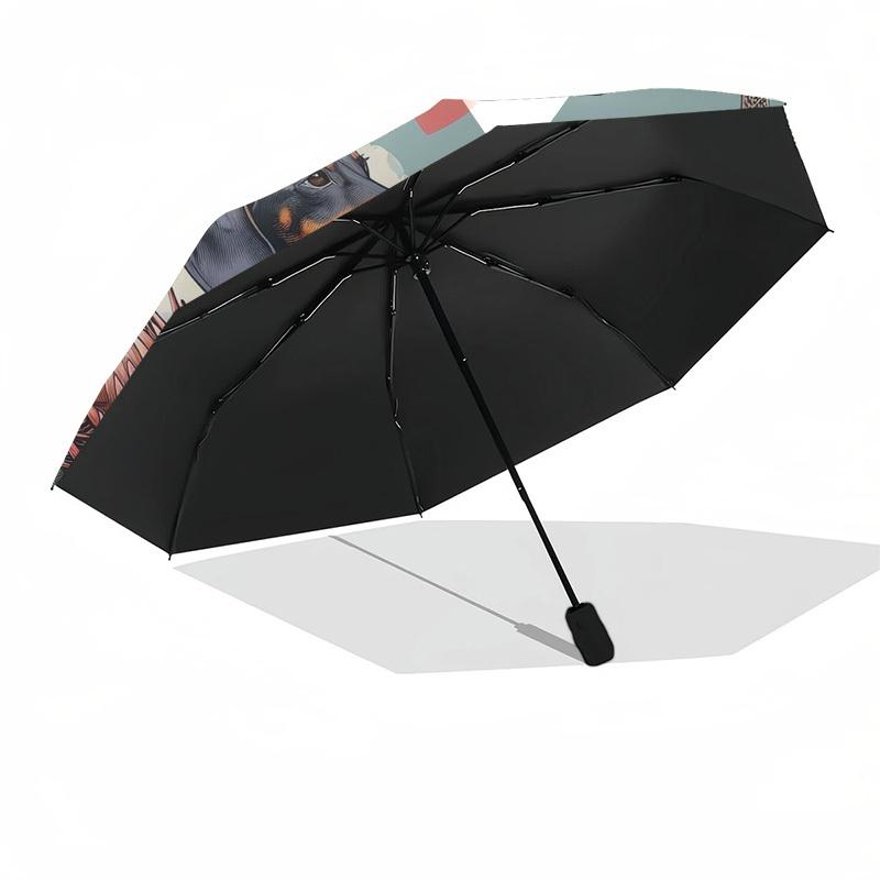 1pc Dachshunds in Paris suitcase flowers hearts Umbrella with Plastic Handle,Suitable for All Seasons Home Travel Outdoor Umbrellaptys31057