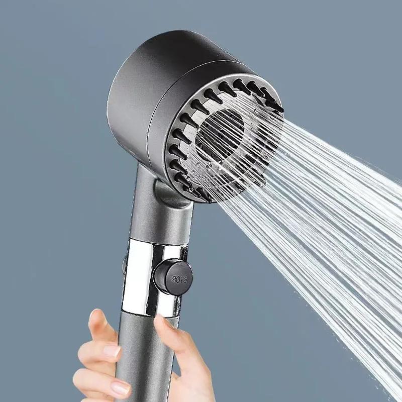 3 Modes Shower Head Adjustable High Pressure Water Saving Shower One-Key Stop Water Massage Shower Head with Filter Element