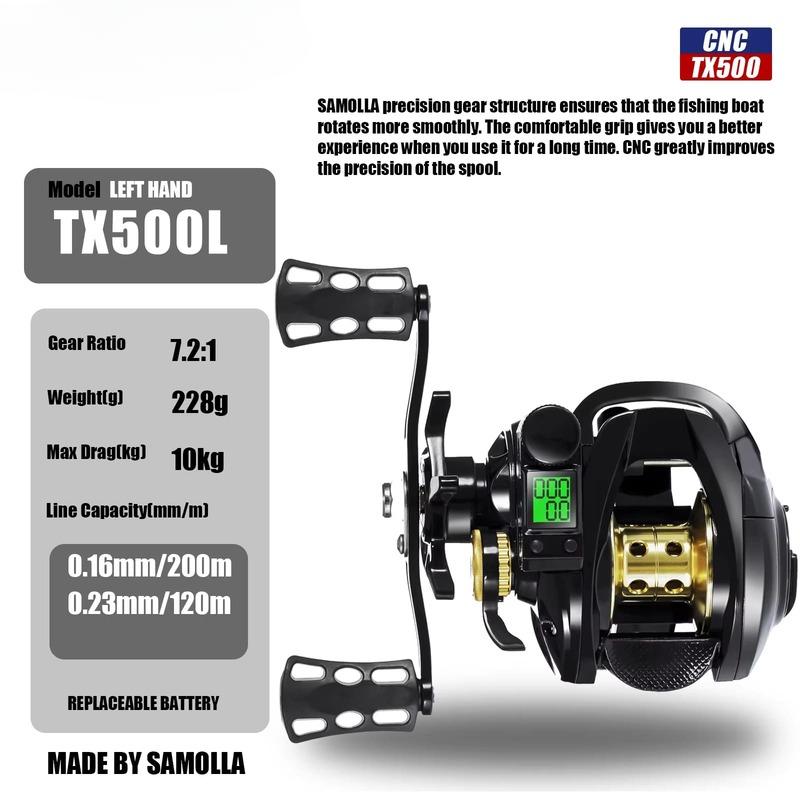 Популярная электронная приманка для литья рыбы светодиодный цифровой дисплей рыболовная катушка с высоким передаточным отношением 7,2:1 10 кг Водонепроницаемый фрикцион для морской рыбалки