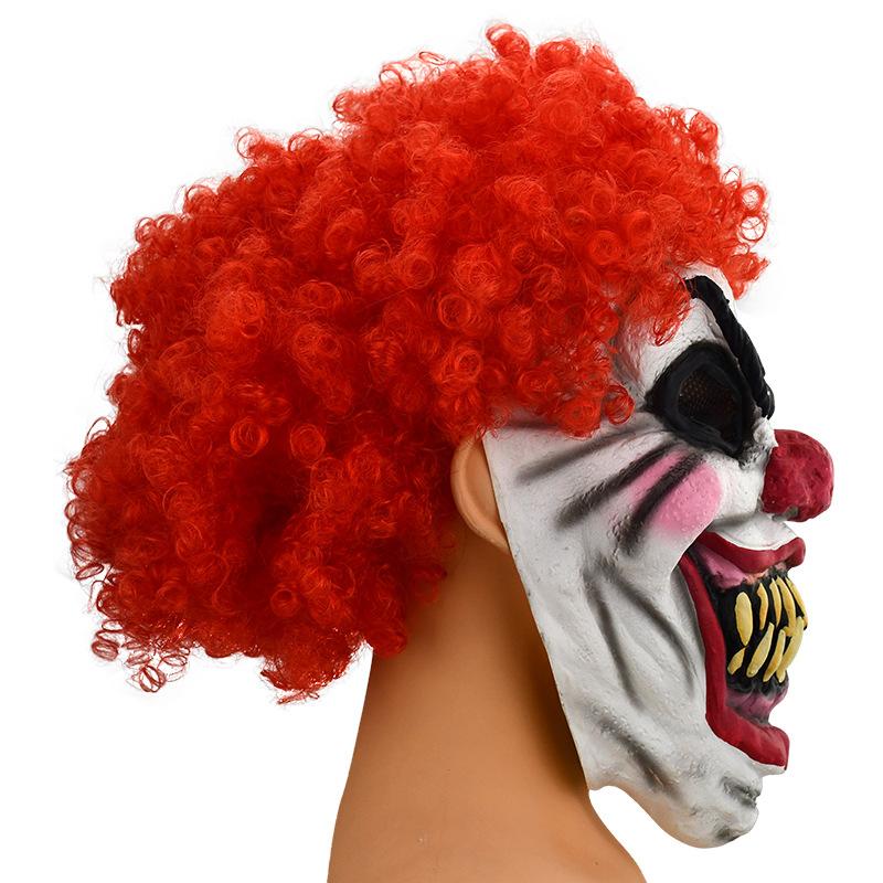 Halloween horror clown prop party costume headgear funny afro wig latex mask