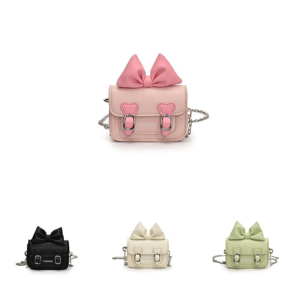 Pattern Letter Bow Solid Color Leather Children Shoulder Chain Shoulder Bag