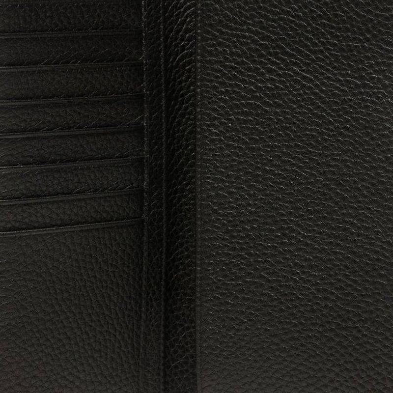 Bally Однотонная полоска с текстурой Логотип Складной слот для карт Кожаный кошелек для монет Мужской кошелек Черный 6304909