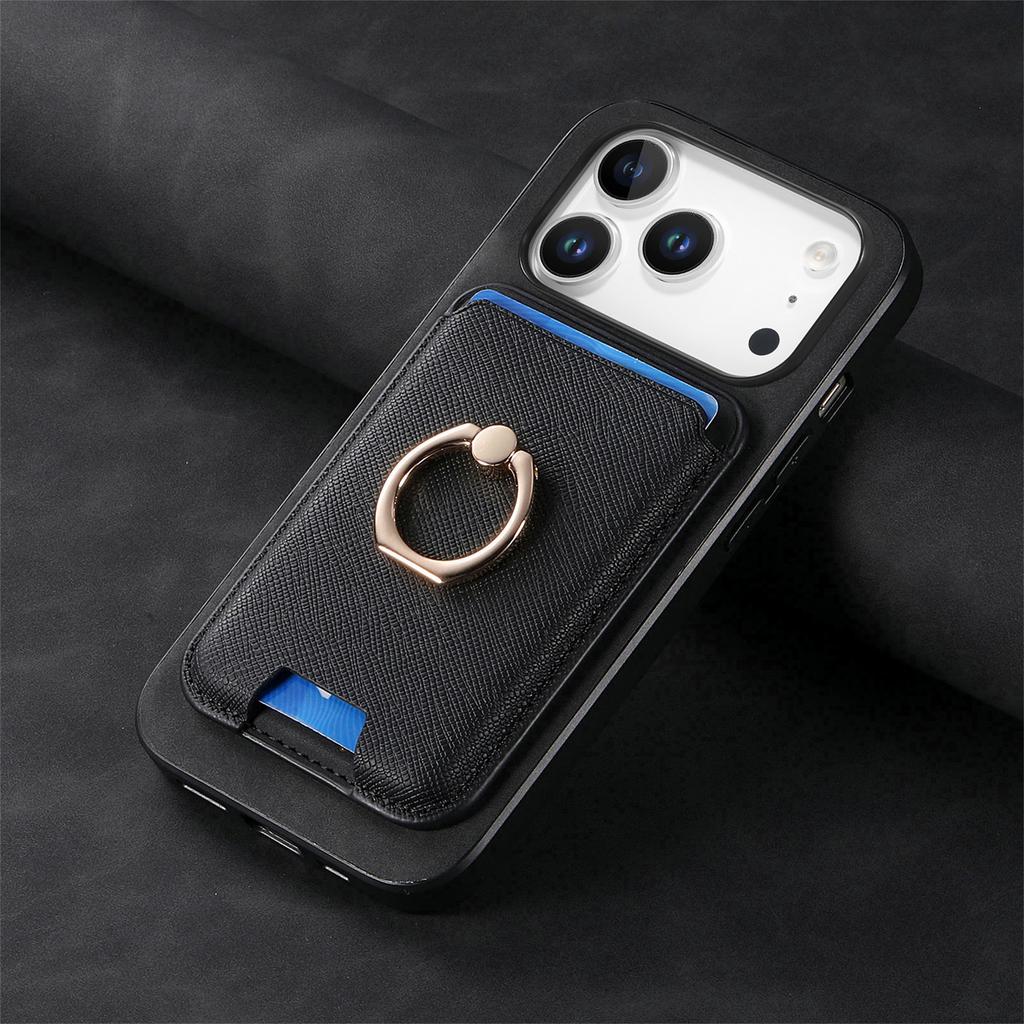 2 в 1 Съемный слот для карт Кожаный кошелек-чехол Для iPhone 17 Pro Max 16 Plus 15 14 13 12 11 17air 16E SE4 Магнитное кольцо-держатель