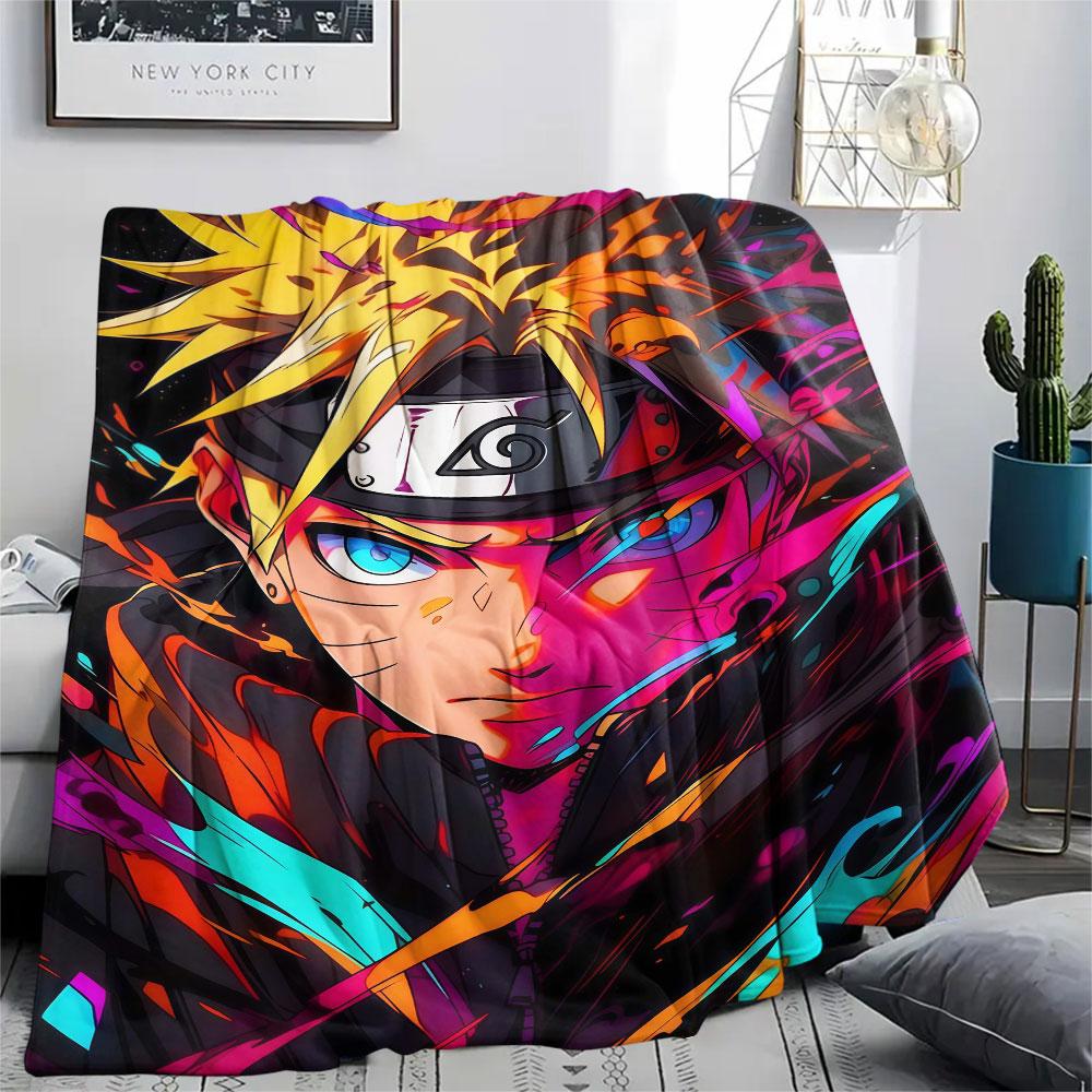 1Pc Naruto Print Flannel Blanket, High quality Comfortable for All Seasons, Home Decor, Warmth and Comfort, Perfect for Christmas Gifts