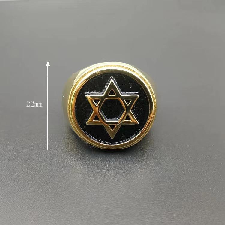Ring Gold-plated Six-pointed Star of David Men's Ring