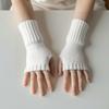 Solid Color Half Finger Mitten Knitted Fingerless Gloves New Knitted Gloves  Autumn and Winter