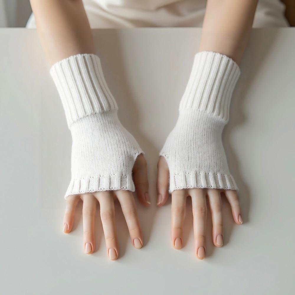 Solid Color Half Finger Mitten Knitted Fingerless Gloves New Knitted Gloves Autumn and Winter