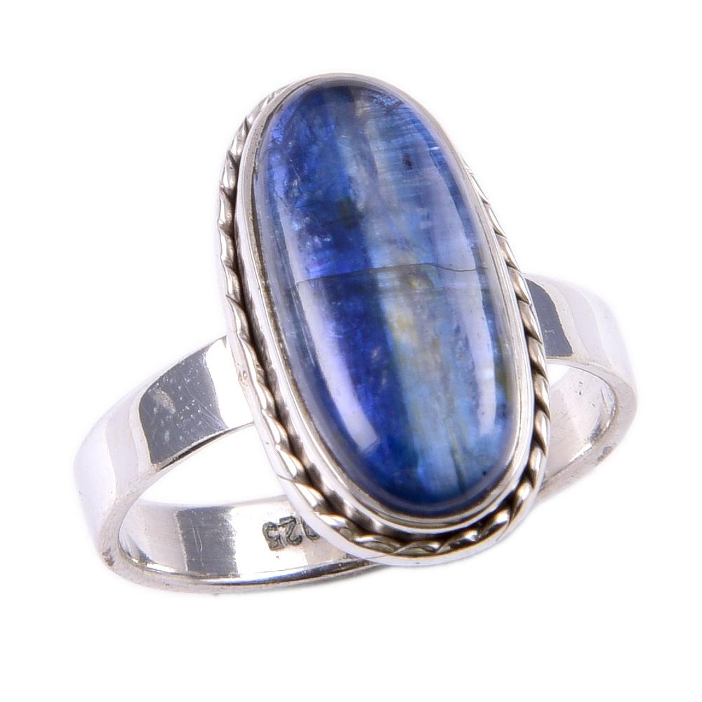 Подарочное кольцо из чистого серебра 925 пробы с натуральным кианитом, ручной работы, S.6 I7k76