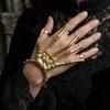 Adjustable Skull Bone Bracelet Retro Texture Halloween Hand Chain Gothic Finger Bangle  Cosplay