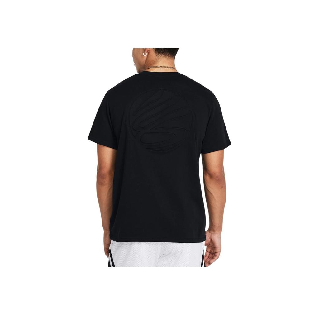 Under Armour Heavyweight Crew Neck Loose Fit Solid Color Printed Short Sleeve T-Shirt Men Tops Black 1383378-001