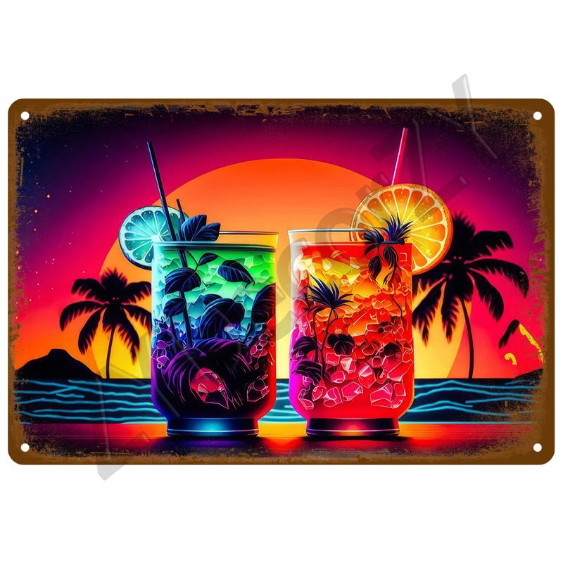 Vintage Posters Cocktail Tin Sign Plaque Metal Sign Plate Decoration Wall Art Home Decor For Bar Pub Club Man Cave Iron Painting