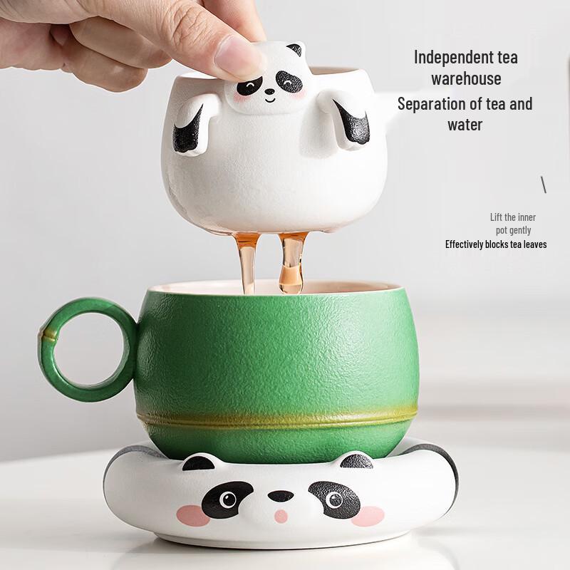 Panda Ceramic Tea Cup with Infuser & Coaster