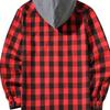Fall Spring Men Shirt Hooded Drawstring Long Sleeves Color Matching Plaid Print Single-breasted Daily Wear School