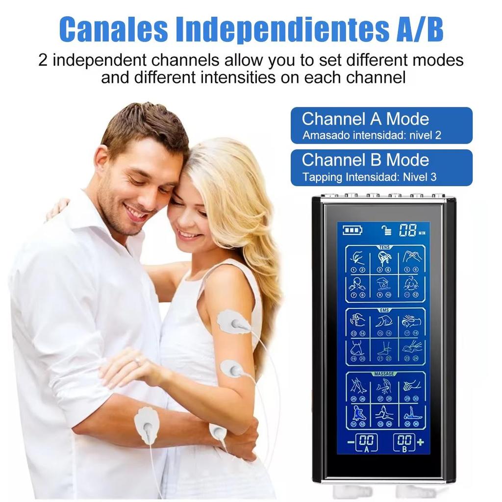 3-в-1 TENS-устройство, перезаряжаемый миостимулятор, двухканальный EMS для лечения боли в шее, мышечной терапии, импульсный массажер для лечения боли