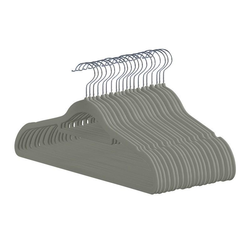 Набор прочных серых флокированных вешалок - 10 штук, многофункциональное решение для хранения и сушки в гардеробе