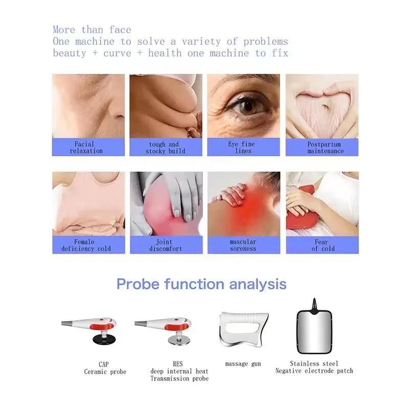 Upgrade 448KHZ RF Tecar Therapy RET CET Diathermy Fat Removal Machine Anti-Cellulite Relieve Pain Home Appliance Muscle Massager