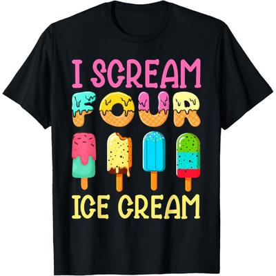Детская футболка на 4-й день рождения для девочек с мороженым I Scream Four