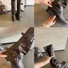 6/8Cm Heightening Thick-soled Trouser Boots Women's Autumn Knight Boots Children's Long Boots Thick Heel Buckle Belt Medium Tube Stacking Boots.